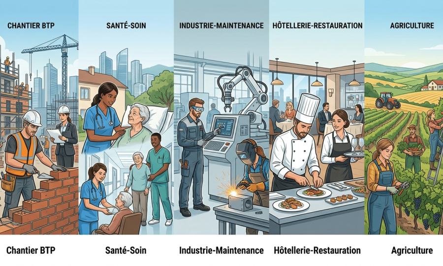 Panorama visuel des métiers en tension en France en 2026