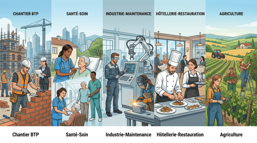 Panorama visuel des métiers en tension en France en 2026