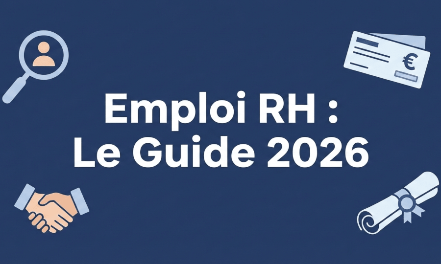 Bureau organisé d'un candidat préparant sa recherche d'emploi ressources humaines avec CV et ordinateur.